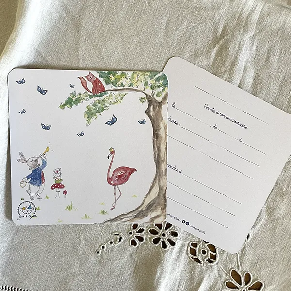 carte d'invitation lapin à la trompette